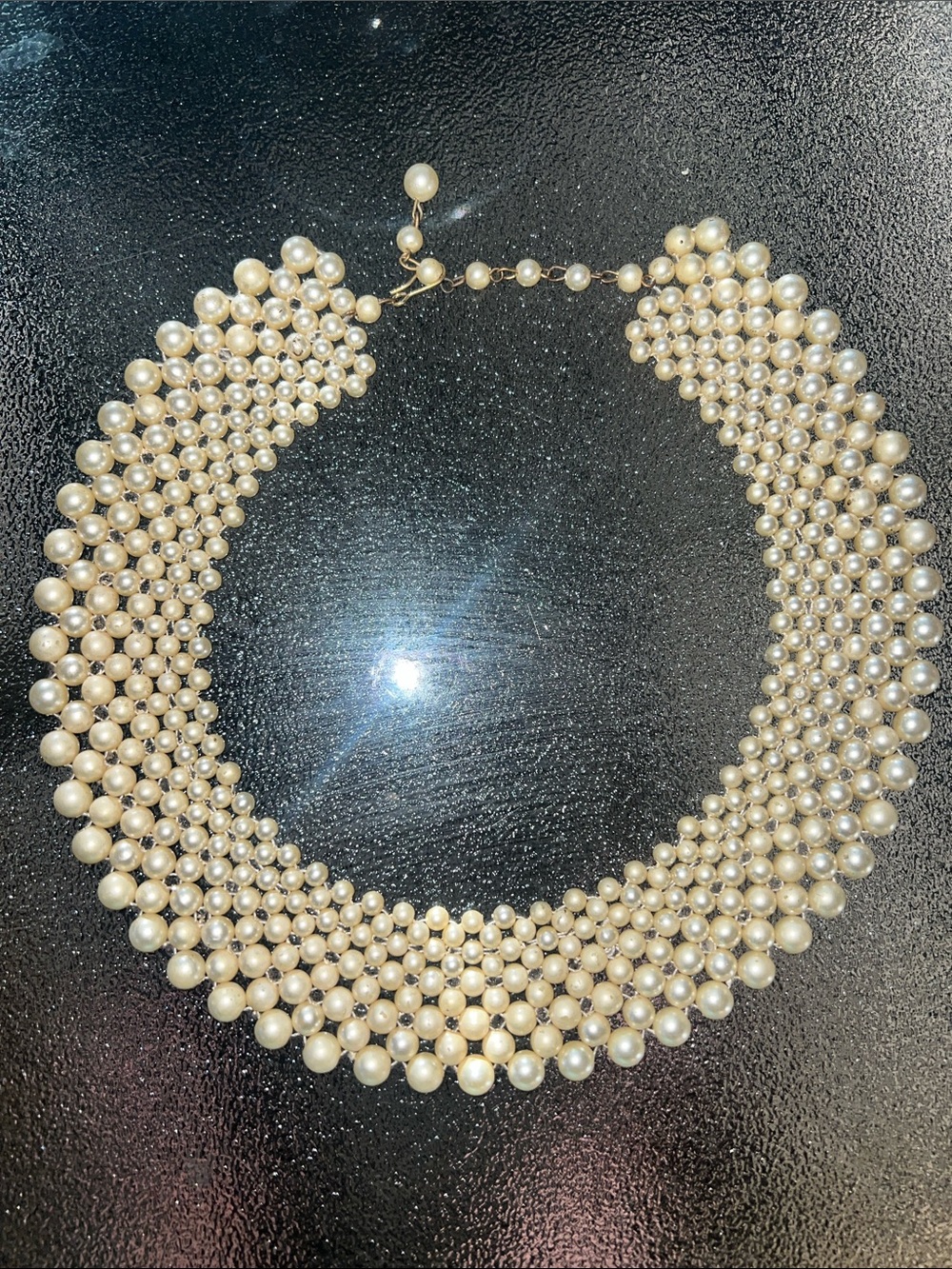 Classic Vintage Ivory Faux Pearl Multi-Row Collar Necklace - Women's Jewelry